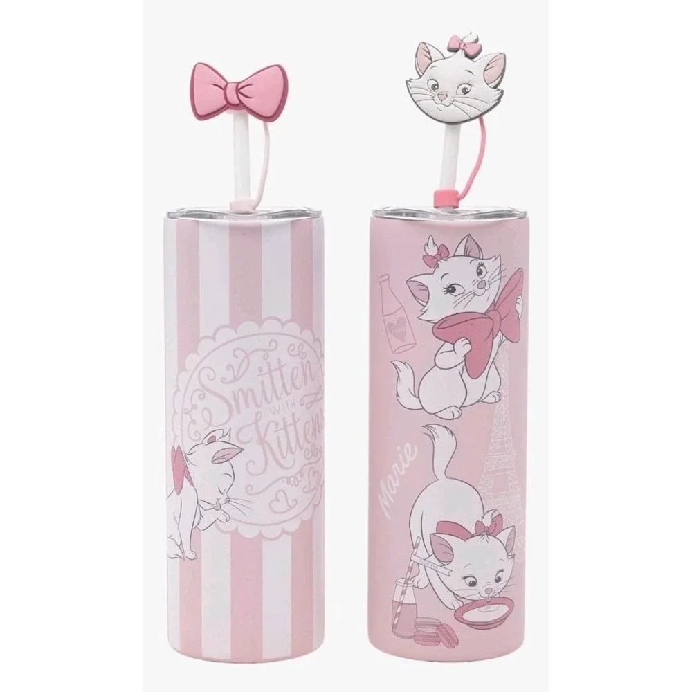 Disney The Aristocats Marie Stainless Steel 2 Tumblers 20oz Silicone Top New Box